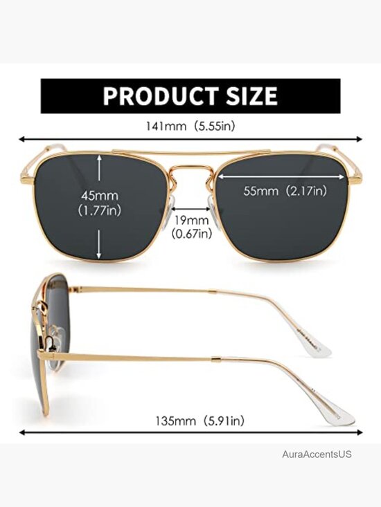 Retro Square Aviator Sunglasses Glass Lens Flat Metal Unisex